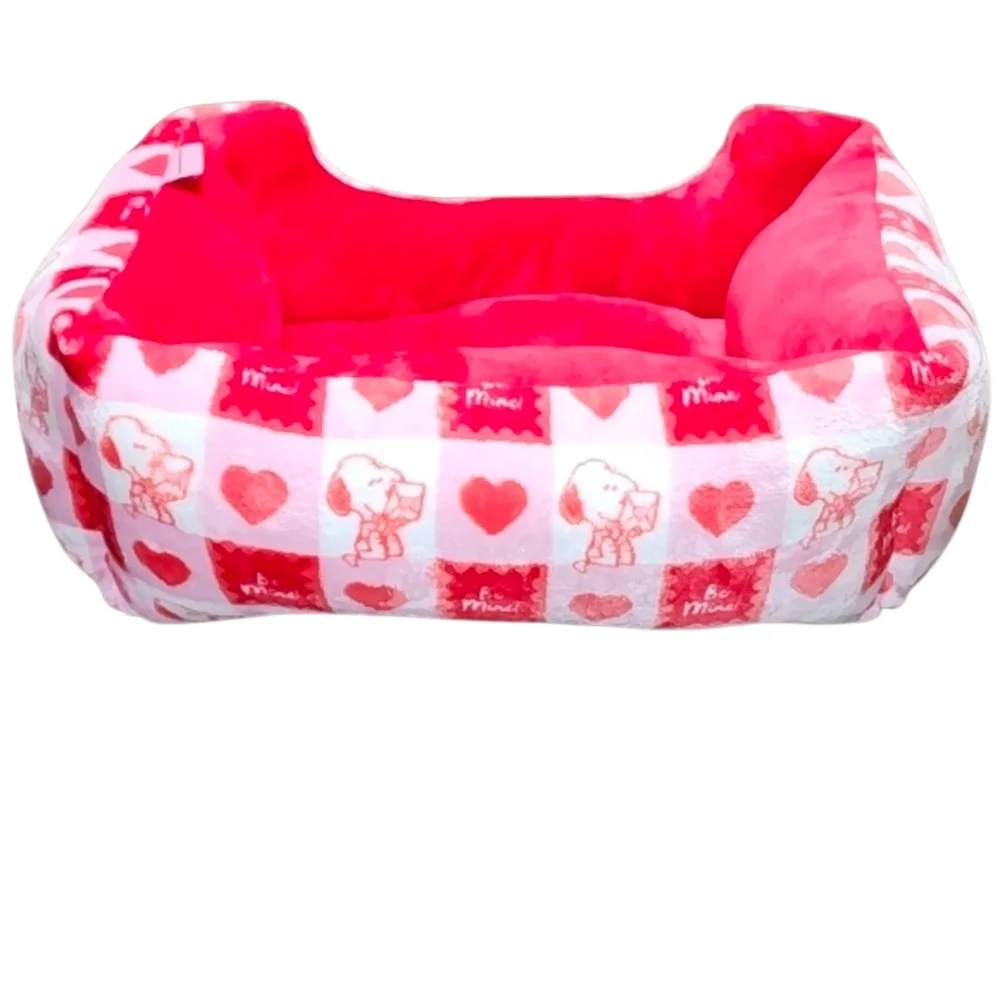 Peanuts Charlie Brown Snoopy Valentine's Day Cat Dog Pet Bed Red & Pink New